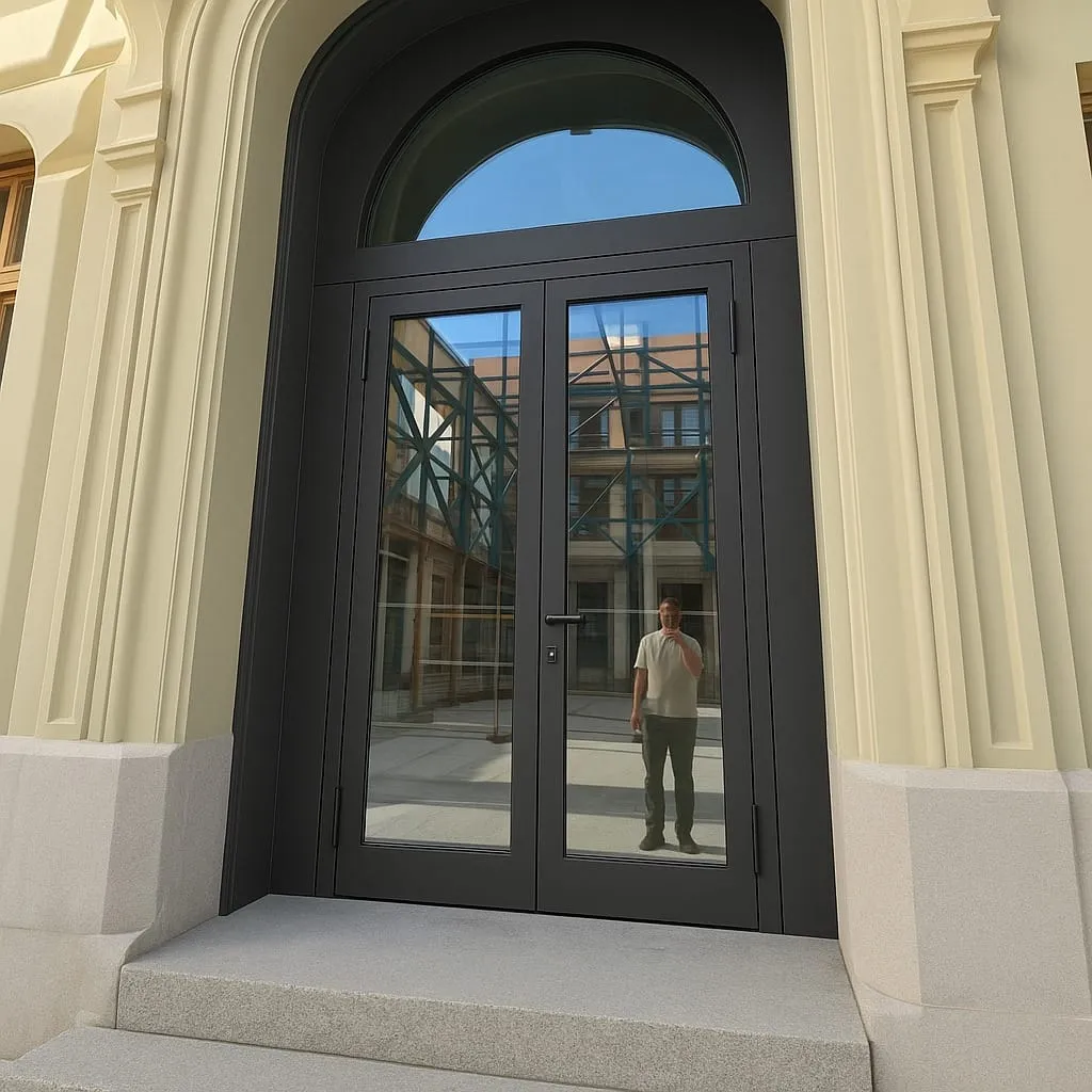 Porte d’entrée cintrée de l’Hôtel Beau-Rivage